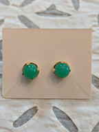 EDO Stud Earring with Chrysoprase Stone in Gold