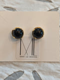 EDO Stud Earring with Black Opal Stone in Gold
