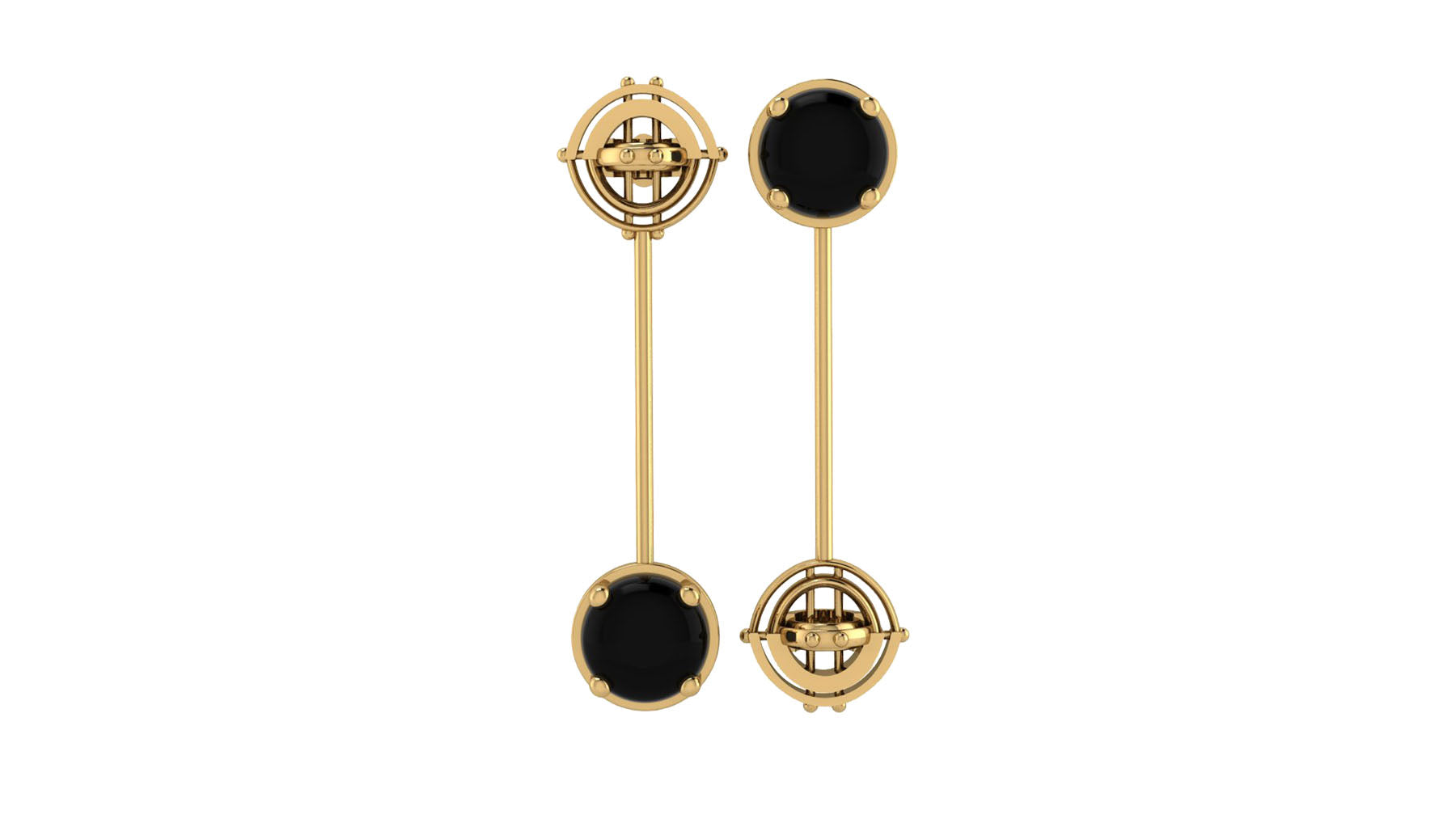 EDO Mismatched Drop Earrings in Gold with Black Onyx Stone