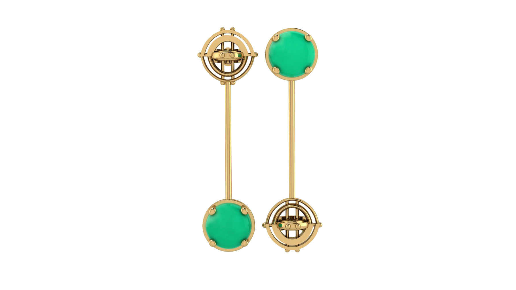 EDO Mismatched Drop Earring in Gold with Chrysoprase Stone