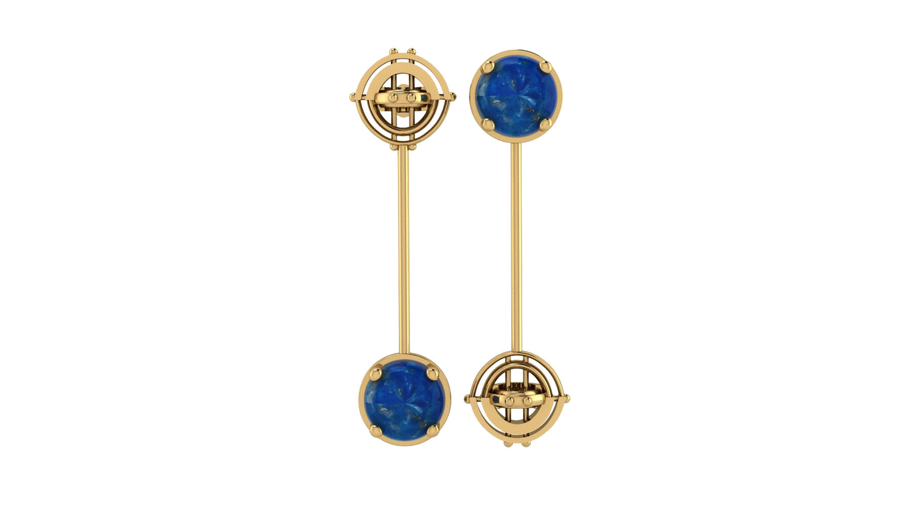 Edo Mismatched Lapis Stone & Drop Earring in Gold