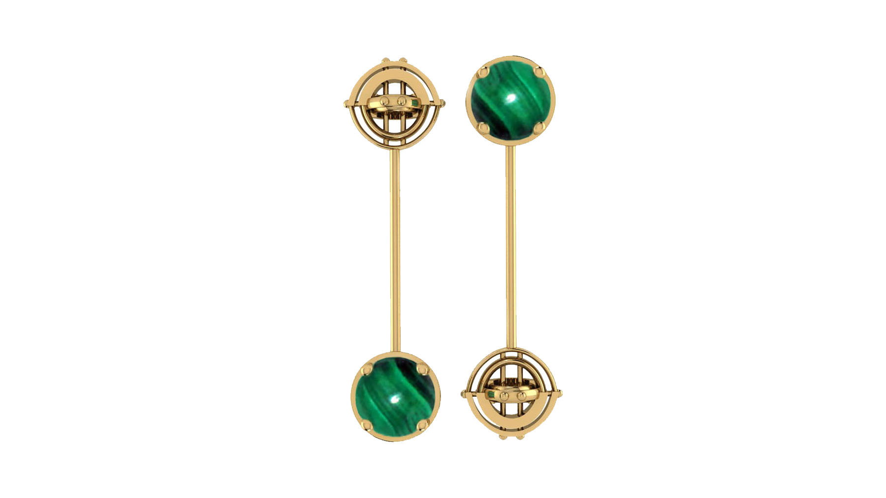 Edo Mismatched Malachite Stone & Drop Earring in Gold