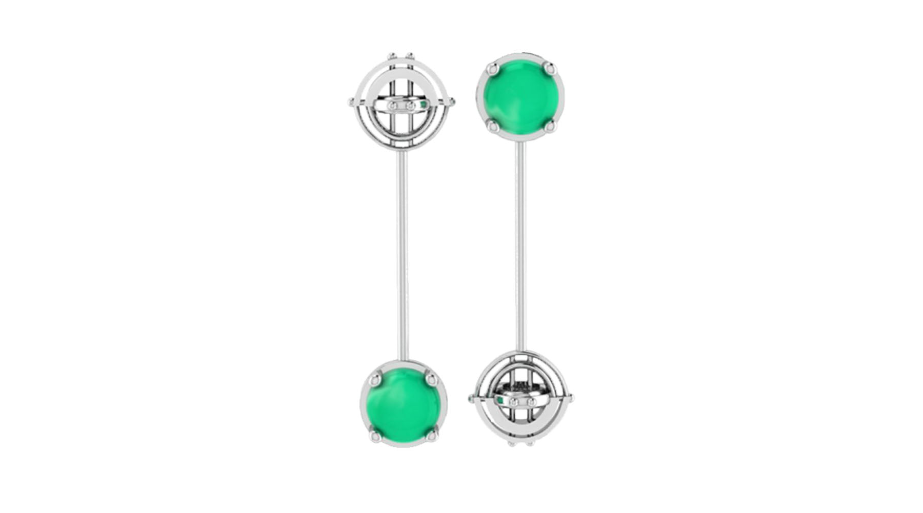 EDO Mismatched Drop Earrings in Silver with Chrysoprase Stone