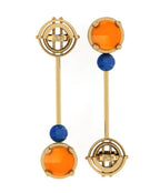 Edo Mismatched Stone with Bead Earrings in Gold