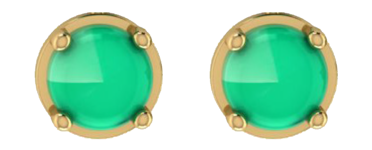 EDO Stud Earring with Chrysoprase Stone in Gold