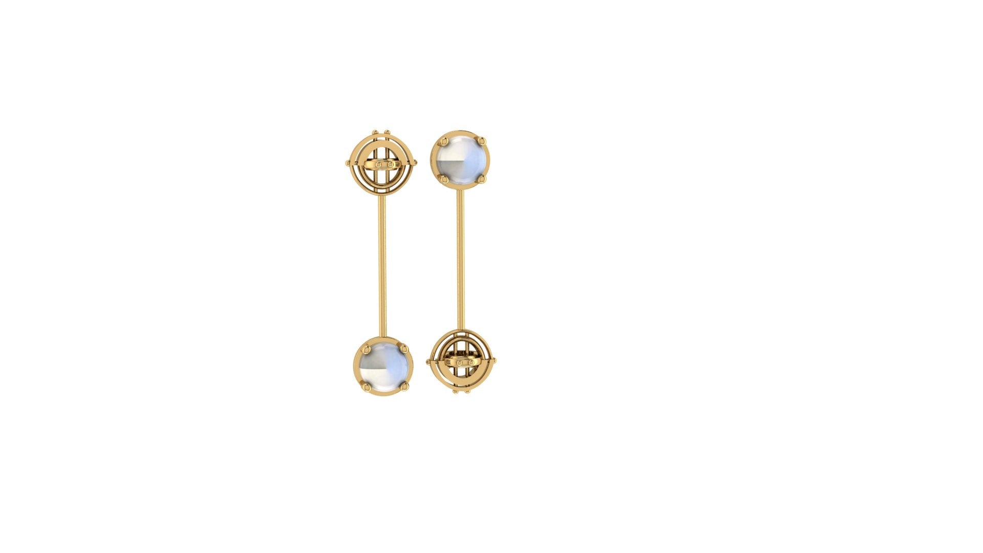 Edo Mismatched Drop Earring in Gold with Grey Moonstone Stone