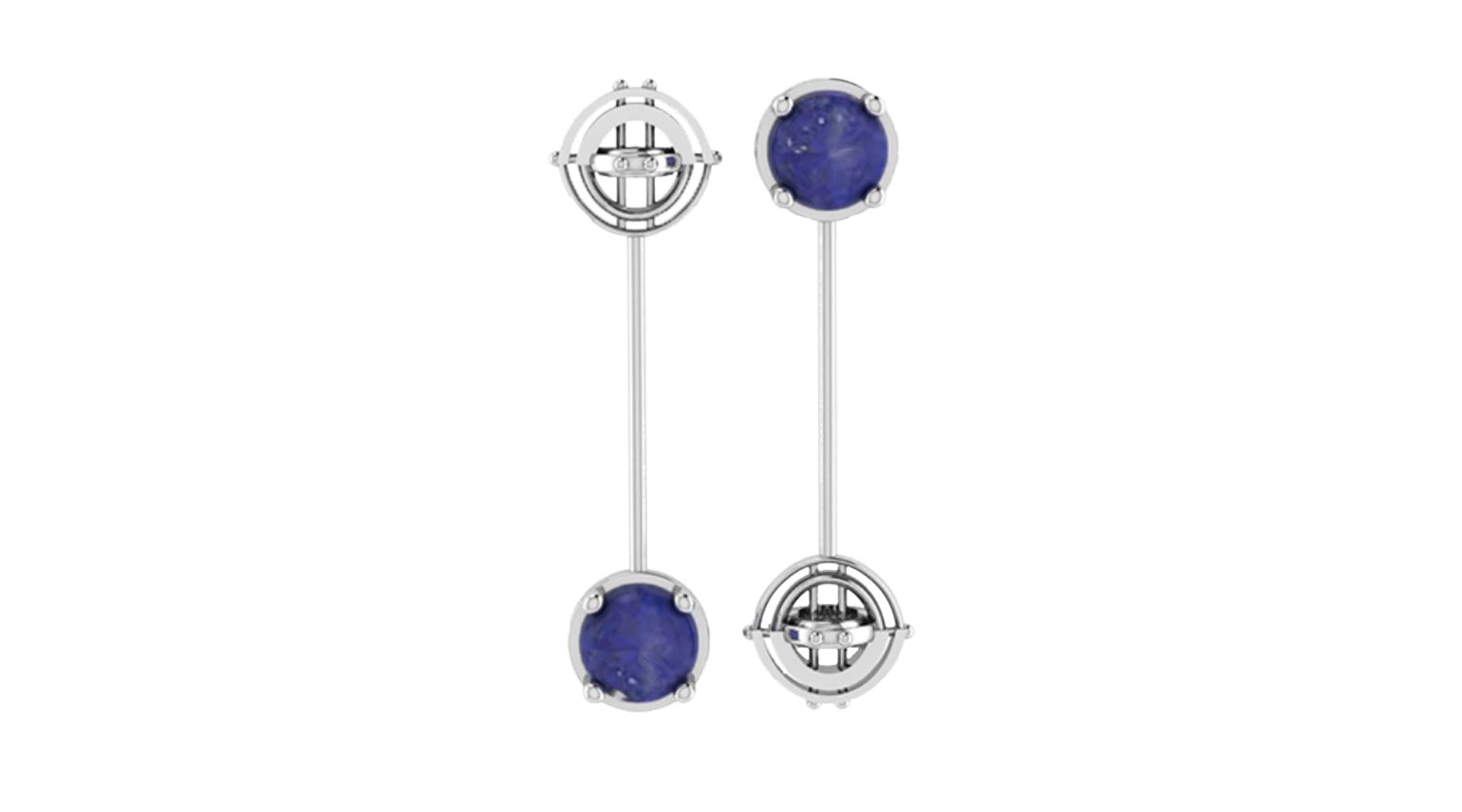 Edo Mismatched Lapis Stone & Drop Earrings in Silver