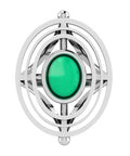 Edo Oval Ring with Chrysoprase Stone in Silver